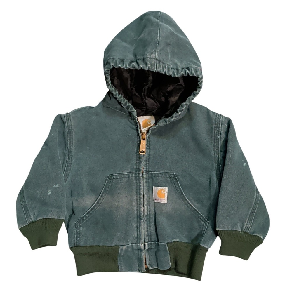 Carhartt Kids Jacket Size 2T Hunter Green Duck Canvas Quilted Active Y30HTG Work